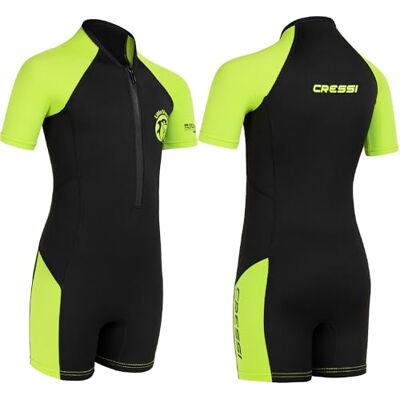 CRESSI Neoprene Shorty Wetsuit High-Stretch Comfort Kids Wetsuit Short-Sleeve Design Mobility Neoprene Swimsuit Kids Thermal Swimwear for Warmth Black/Lime 5/6 Years CRESSI Neoprene Shorty Wetsuit High-Stretch Comfort Kids Wetsuit Short-Sleeve Design Mobility Neoprene Swimsuit Kids Thermal Swimwear for Warmth Black/Lime 5/6 Years