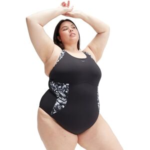 Speedo Women's Printed Orchidlustre + One Piece Swimsuit Shaping Swimming Costume Swimwear, Black/USA Charcoal/White, 40 Speedo Women's Printed Orchidlustre + One Piece Swimsuit Shaping Swimming Costume Swimwear, Black/USA Charcoal/White, 40