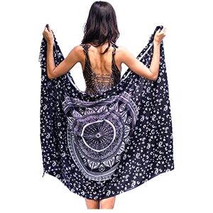 Mandala Life ART Boho Mandala Pareo Sarong Bikini Cover Up with Tassels – Super Soft Lightweight Cotton, Large Indian Peacock Print Black Mandala Life ART Boho Mandala Pareo Sarong Bikini Cover Up with Tassels – Super Soft Lightweight Cotton, Large Indian Peacock Print Black