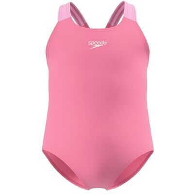 Speedo Girl's Infant Solid Medalist Swimsuit, Neon Hibiscus, 9-12 Speedo Girl's Infant Solid Medalist Swimsuit, Neon Hibiscus, 9-12