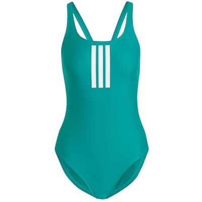 adidas Women's 3 Stripes V-Back Swimsuit Swimwear, Equipment Green/White, 40 adidas Women's 3 Stripes V-Back Swimsuit Swimwear, Equipment Green/White, 40
