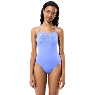 Speedo Women's Endurance+ Logo Thin Strap Swimsuit, Moonlight Lavendar, 46 Speedo Women's Endurance+ Logo Thin Strap Swimsuit, Moonlight Lavendar, 46