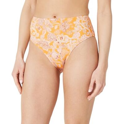 Amazon Essentials Women's High Waist High Leg Bikini Bottom, Yellow Multi Folk Floral, 12 Amazon Essentials Women's High Waist High Leg Bikini Bottom, Yellow Multi Folk Floral, 12