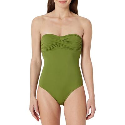 Amazon Essentials Women's Bandeau One-Piece Swimsuit, Olive, 20 Amazon Essentials Women's Bandeau One-Piece Swimsuit, Olive, 20