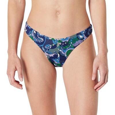 Amazon Essentials Women's High-Leg Bikini Bottoms, Deep Blue Paisley, 12 Amazon Essentials Women's High-Leg Bikini Bottoms, Deep Blue Paisley, 12