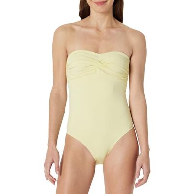Amazon Essentials Women's Bandeau One-Piece Swimsuit, Light Yellow, 18 Amazon Essentials Women's Bandeau One-Piece Swimsuit, Light Yellow, 18