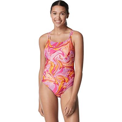 Speedo Women's Swimsuit One Piece Prolt Volt Back Printed, Marble Rose Violet, 28 Speedo Women's Swimsuit One Piece Prolt Volt Back Printed, Marble Rose Violet, 28