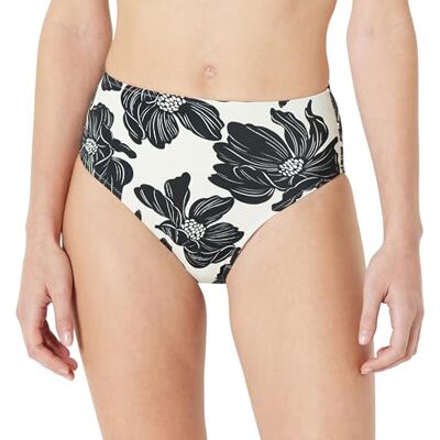 Amazon Essentials Women's High Waist High Leg Bikini Bottom, Cream Black Floral, 12 Amazon Essentials Women's High Waist High Leg Bikini Bottom, Cream Black Floral, 12