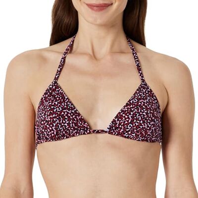 Amazon Essentials Women's Triangle Bikini Top, Brick Red Lilac Leopard, 14 Amazon Essentials Women's Triangle Bikini Top, Brick Red Lilac Leopard, 14