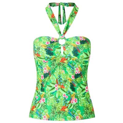 Joe Browns Women's Recycled Content Tropical Print Halter Tankini Top, Green Multi, 14 Joe Browns Women's Recycled Content Tropical Print Halter Tankini Top, Green Multi, 14