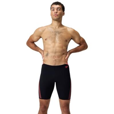 Speedo Men's Hyperboom Splice Jammer Swimming Trunks Quick Drying Training Fitness Chlorine Resistant Swimwear, Coral Sands'', 28 Speedo Men's Hyperboom Splice Jammer Swimming Trunks Quick Drying Training Fitness Chlorine Resistant Swimwear, Coral Sands'', 28