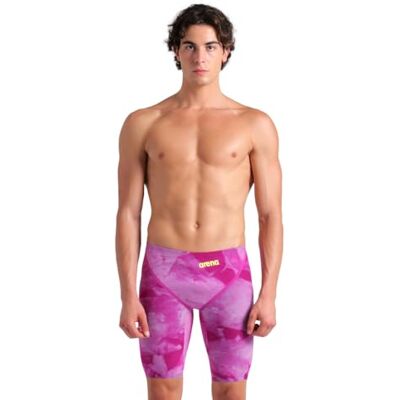 ARENA Men's Powerskin Carbon Glide Tech Jammer Racing Suit Swim Trunks, Ciclamyn Pink, 30 ARENA Men's Powerskin Carbon Glide Tech Jammer Racing Suit Swim Trunks, Ciclamyn Pink, 30