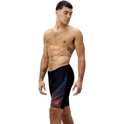 Speedo Men's Medley Logo Jammer Swim Trunks Swimmers Red Speedo Men's Medley Logo Jammer Swim Trunks Swimmers Red