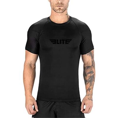 Elite Sports 2022 Jiu Jitsu BJJ Rash Guards, Men's BJJ, No GI, MMA Ranked Short Sleeve Compression Base Layer Rash Guard Black Elite Sports 2022 Jiu Jitsu BJJ Rash Guards, Men's BJJ, No GI, MMA Ranked Short Sleeve Compression Base Layer Rash Guard Black