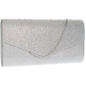 SwankySwans Swanky Swans Women's Montary Glitter Diamante Envelope Clutch Bag Clutch Silver (Silver) ,3x14x27 cm (W x H x L) SwankySwans Swanky Swans Women's Montary Glitter Diamante Envelope Clutch Bag Clutch Silver (Silver) ,3x14x27 cm (W x H x L)