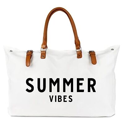 Lamyba Beach Bag with Vegan Leather Handle, Extra Large Beach Bag for Women Waterproof Sandproof, White, White, XL Lamyba Beach Bag with Vegan Leather Handle, Extra Large Beach Bag for Women Waterproof Sandproof, White, White, XL