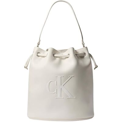 Calvin Klein Women's Satchel Bag Bold Large Bucket with Drawstring Closure, White (White Alyssum), One Size Calvin Klein Women's Satchel Bag Bold Large Bucket with Drawstring Closure, White (White Alyssum), One Size