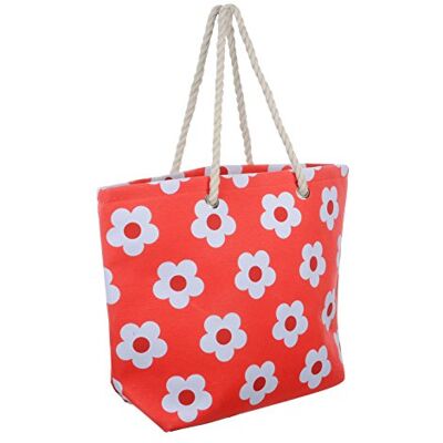 Lazy Beach Bag Ladies Red Flower Canvas Beach Shoulder Bag Tote Shopping Reuseable Handbag Lazy Beach Bag Ladies Red Flower Canvas Beach Shoulder Bag Tote Shopping Reuseable Handbag