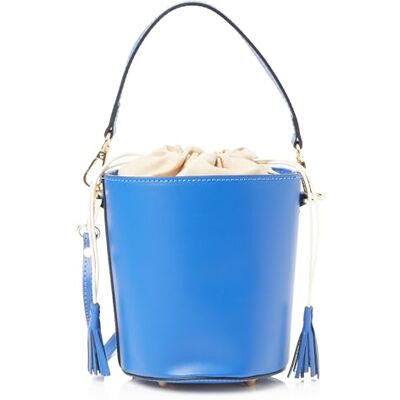 ZITHA Women's Leather Bucket Shoulder Bag, Blue, One Size ZITHA Women's Leather Bucket Shoulder Bag, Blue, One Size