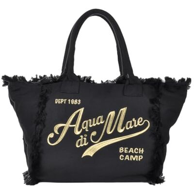 Aqua di Mare Large Bag with Fringes and Gold Embroidery 100% PL Sea Aqua 22929 G Black Aqua di Mare Large Bag with Fringes and Gold Embroidery 100% PL Sea Aqua 22929 G Black