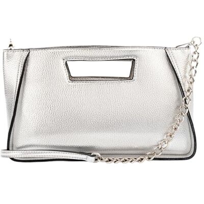 Fiorelli Women's Lola Hard Handle Clutch, Silver Stylish Handbag, Faux Leather Fiorelli Women's Lola Hard Handle Clutch, Silver Stylish Handbag, Faux Leather