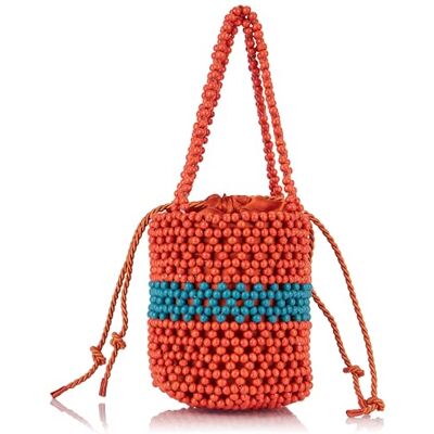 ZITHA Women's Beaded Bucket Shoulder Bag, Orange Multi-Coloured, One Size ZITHA Women's Beaded Bucket Shoulder Bag, Orange Multi-Coloured, One Size