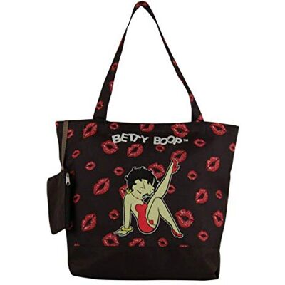 Betty Boop Women's Tote or Duffle Bag Fashion Shoulder or Crossbody Duffle Weekender Bag, Black Kiss, L, Canvas Tote Betty Boop Women's Tote or Duffle Bag Fashion Shoulder or Crossbody Duffle Weekender Bag, Black Kiss, L, Canvas Tote