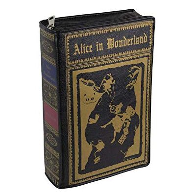 Things2Die4 Black Vinyl Alice in Wonderland Book Handbag Novelty Clutch Purse Crossbody Bag Things2Die4 Black Vinyl Alice in Wonderland Book Handbag Novelty Clutch Purse Crossbody Bag