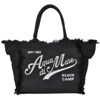 Aqua di Mare Large Bag with Fringes and Silver Embroidery 100% PL AQUA DI SEA 22929 S Black Aqua di Mare Large Bag with Fringes and Silver Embroidery 100% PL AQUA DI SEA 22929 S Black