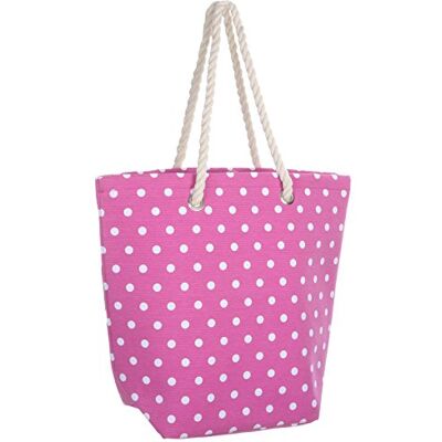 Lazy Beach Bag Ladies Pink Polka Canvas Beach Shoulder Bag Tote Shopping Reuseable Handbag Lazy Beach Bag Ladies Pink Polka Canvas Beach Shoulder Bag Tote Shopping Reuseable Handbag