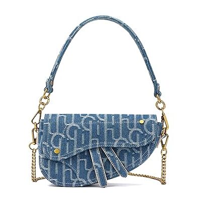 ONE2MAY Denim Saddle Bag Clutch Purse Shoulder Handbag for Girls Women Trendy Design Satchel Bags Crossbody bag Denim Purse, Denim Blue ONE2MAY Denim Saddle Bag Clutch Purse Shoulder Handbag for Girls Women Trendy Design Satchel Bags Crossbody bag Denim Purse, Denim Blue