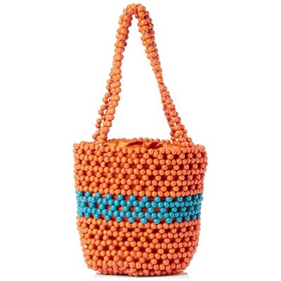 NALLY Women's Beaded Bucket Shoulder Bag, Orange Multi-Coloured, One Size NALLY Women's Beaded Bucket Shoulder Bag, Orange Multi-Coloured, One Size