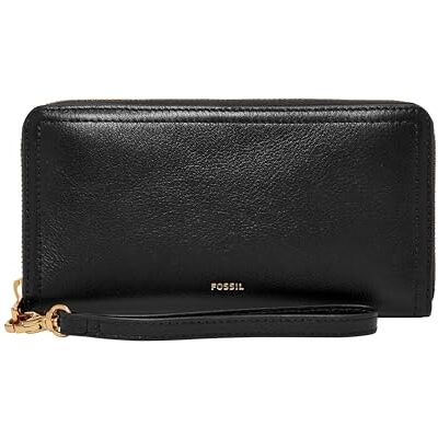 Fossil Women's Logan RFID Zip Around Clutch Black Wallet, One Size Fossil Women's Logan RFID Zip Around Clutch Black Wallet, One Size