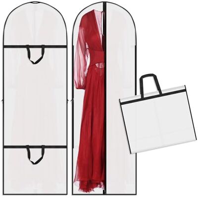 Cheerhom Garment Bag Long 180 cm, Moth Protection Garment Bags with Zip Handles, Breathable Garment Protective Covers, Foldable Suit Carry Bag, for Wedding Dresses, Evening Dresses, Coats Cheerhom Garment Bag Long 180 cm, Moth Protection Garment Bags with Zip Handles, Breathable Garment Protective Covers, Foldable Suit Carry Bag, for Wedding Dresses, Evening Dresses, Coats