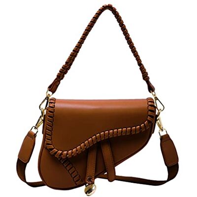 PURFANREE Women Trendy Saddle Shoulder Bag Clutch Purse Underarm Handbag Satchel HandBag Crossbody Bag, Caramel Brown, One Size PURFANREE Women Trendy Saddle Shoulder Bag Clutch Purse Underarm Handbag Satchel HandBag Crossbody Bag, Caramel Brown, One Size