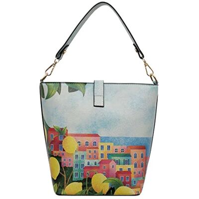 DOGO Sac de Poche Positano, Women's Bucket Bag, Bleu, DOGO Sac de Poche Positano, Women's Bucket Bag, Bleu,