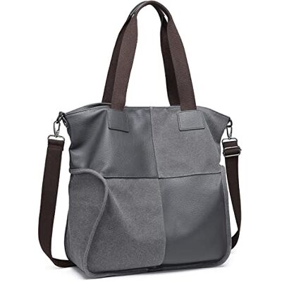 Kono Large Handbags for Women Canvas Tote Bag Patchwork Casual Hobo Shoulder Bags Top Handle Bag Plaid Oversize Crossbody Messenger Bag for Weekend Overnight Holiday Travel Work School (Grey) Kono Large Handbags for Women Canvas Tote Bag Patchwork Casual Hobo Shoulder Bags Top Handle Bag Plaid Oversize Crossbody Messenger Bag for Weekend Overnight Holiday Travel Work School (Grey)