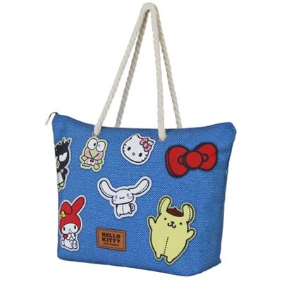 KARACTERMANIA Sanrio Hello Kitty Stickers-Soleil Beach Bag, Blue, 52 x 37 cm KARACTERMANIA Sanrio Hello Kitty Stickers-Soleil Beach Bag, Blue, 52 x 37 cm