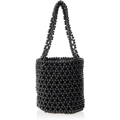NALLY Women's Beaded Bucket Shoulder Bag, Black, One Size NALLY Women's Beaded Bucket Shoulder Bag, Black, One Size