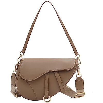 PURFANREE Women Trendy Small Clutch Purse Saddle Shoulder Bag Underarm Handbag Satchel HandBag Crossbody Bag, Khaki, One Size PURFANREE Women Trendy Small Clutch Purse Saddle Shoulder Bag Underarm Handbag Satchel HandBag Crossbody Bag, Khaki, One Size