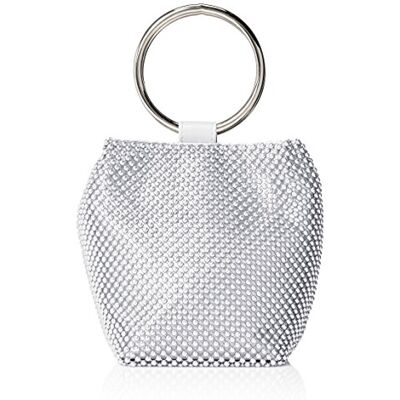 Jessica McClintock Women's Gwen Ball Mesh Ring Wristlet Pouch Clutch Evening Bag, Silver, One Size Jessica McClintock Women's Gwen Ball Mesh Ring Wristlet Pouch Clutch Evening Bag, Silver, One Size
