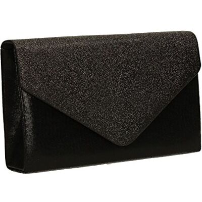 SwankySwans Swanky Swans Women's Kelly Glitter Envelope Clutch Bag Party Prom Bag Clutch Black (Black) ,5x12.5x22 cm (W x H x L) SwankySwans Swanky Swans Women's Kelly Glitter Envelope Clutch Bag Party Prom Bag Clutch Black (Black) ,5x12.5x22 cm (W x H x L)