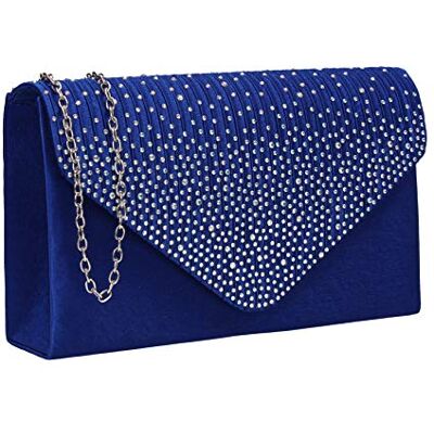SwankySwans Womens Abby Diamante Envelope Style Bag Clutch Royal Blue SwankySwans Womens Abby Diamante Envelope Style Bag Clutch Royal Blue