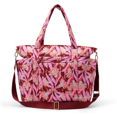 Amazon Essentials Women's Quilted Cotton Travel Tote Bag, Pink Floral, One Size Amazon Essentials Women's Quilted Cotton Travel Tote Bag, Pink Floral, One Size