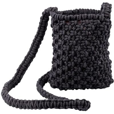 Tivoli Mini Beach Bag with Woven Cotton Shoulder Strap, Black, 13 x 20 cm Tivoli Mini Beach Bag with Woven Cotton Shoulder Strap, Black, 13 x 20 cm