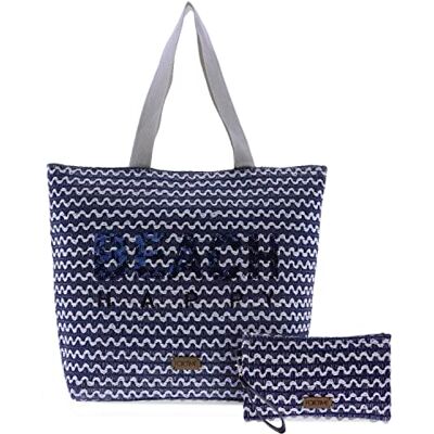 For Time Fortime – Women's Beach Bag + Matching Summer Toiletry Bag – Set of 2 Women's beach bag, beach bag, handbag and toiletry bag set For Time Fortime – Women's Beach Bag + Matching Summer Toiletry Bag – Set of 2 Women's beach bag, beach bag, handbag and toiletry bag set
