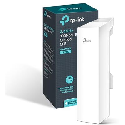 TP-Link CPE210 WLAN access point, 2.4GHz 300Mbps 9dBi Outdoor CPE, 9dBi 2x2 dual-polarized directional MIMO antenna, 5km long range wireless transmission, Centralized Management System TP-Link CPE210 WLAN access point, 2.4GHz 300Mbps 9dBi Outdoor CPE, 9dBi 2x2 dual-polarized directional MIMO antenna, 5km long range wireless transmission, Centralized Management System