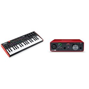Akai Professional MPK Mini Plus - 37 Key USB MIDI Keyboard Controller with 8 MPC Pads, Sequencer, MIDI/CV/Gate I/O, and Music Production Software & Focusrite Scarlett Solo 3rd Gen USB Audio Interface