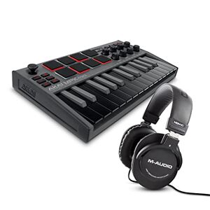 Akai MIDI Controller Bundle - AKAI Professional MPK Mini Black MK3 MIDI Keyboard with MPC Beats Production Software and M-Audio HDH40 Over Ear Headphones