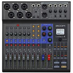 Zoom LiveTrak L-8, 8-channel digital mixer and 12-track audio recorder for professional Podcasts & music productions 8-channel USB audio interface, UK-Version Zoom LiveTrak L-8, 8-channel digital mixer and 12-track audio recorder for professional Podcasts & music productions 8-channel USB audio interface, UK-Version